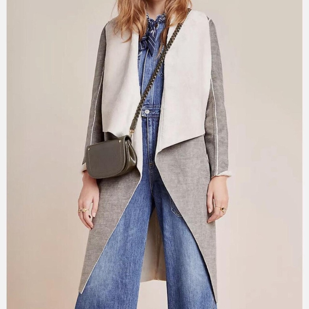 Anthropologie Amadi Camilla Gray Suede Coat